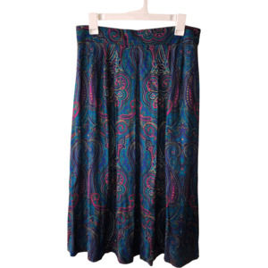 80's Cottagecore Paisley A-Line Midi Skirt by Norton Mcnaughton